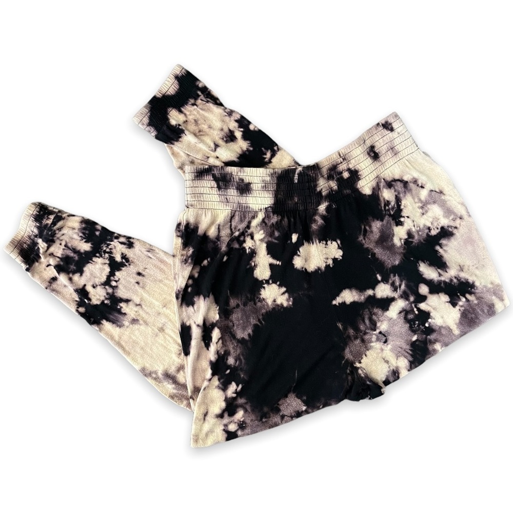 3/$30 Boho Black Bleach Tie Dye Harem High Waist Pants